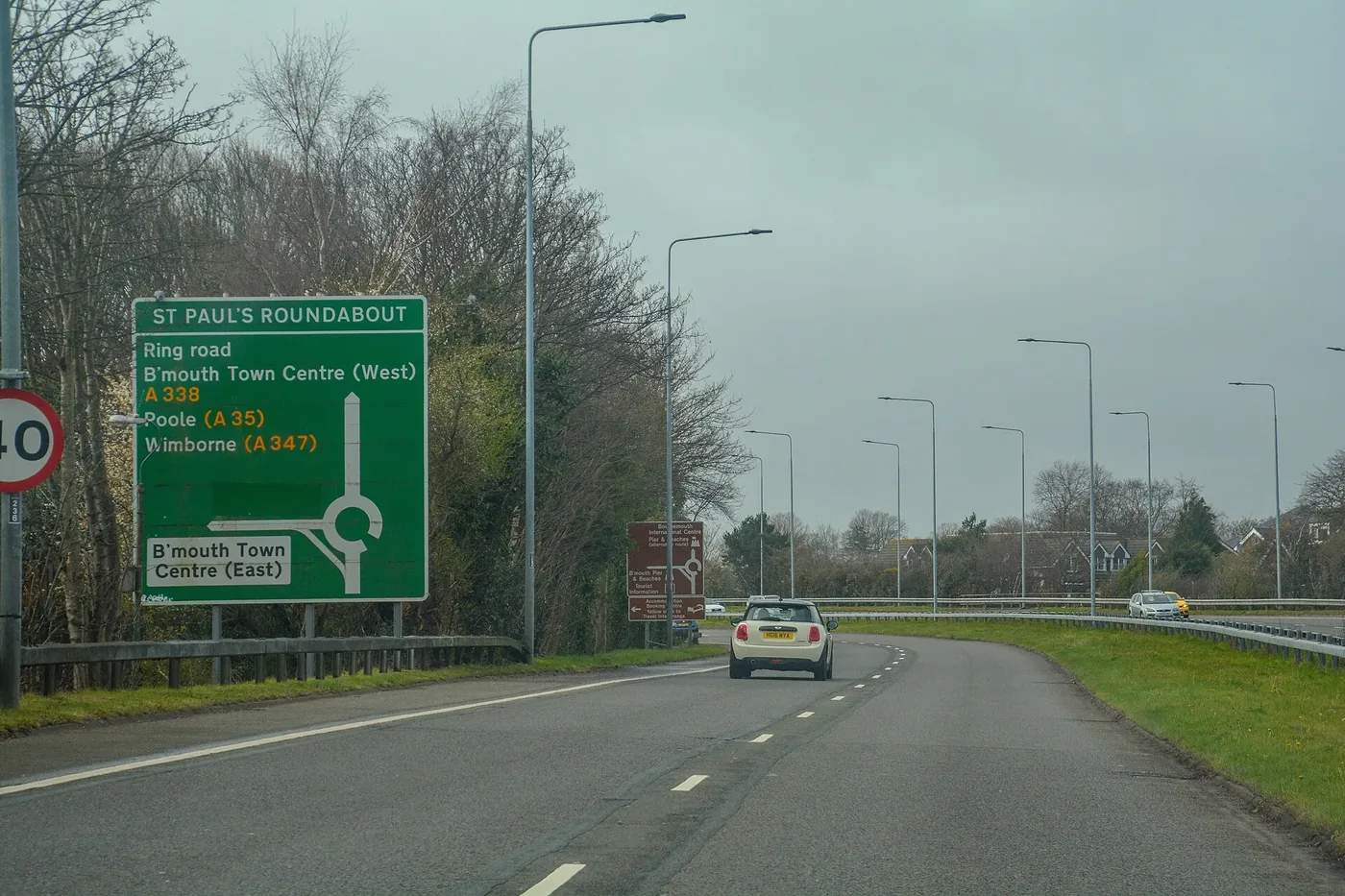 The A338 Wessex Way. Everything that comes into Bournemouth from the A31 arrives on this road, and it ends at Bournemouth West Roundabout