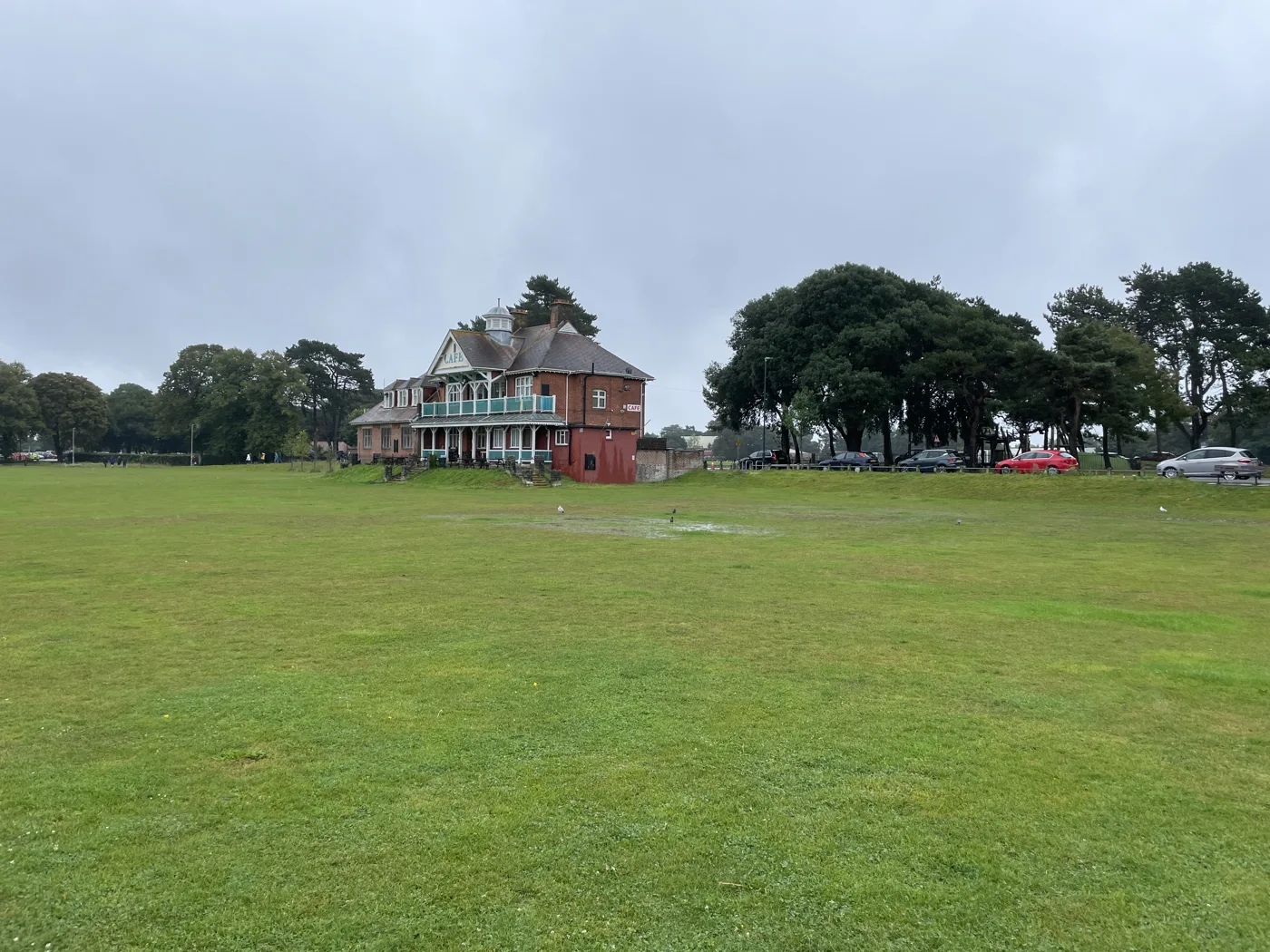 Kings Park in Boscombe, looking towards the cricket pavilion. The play area being rebuilt is on the Ashley Road side of the park